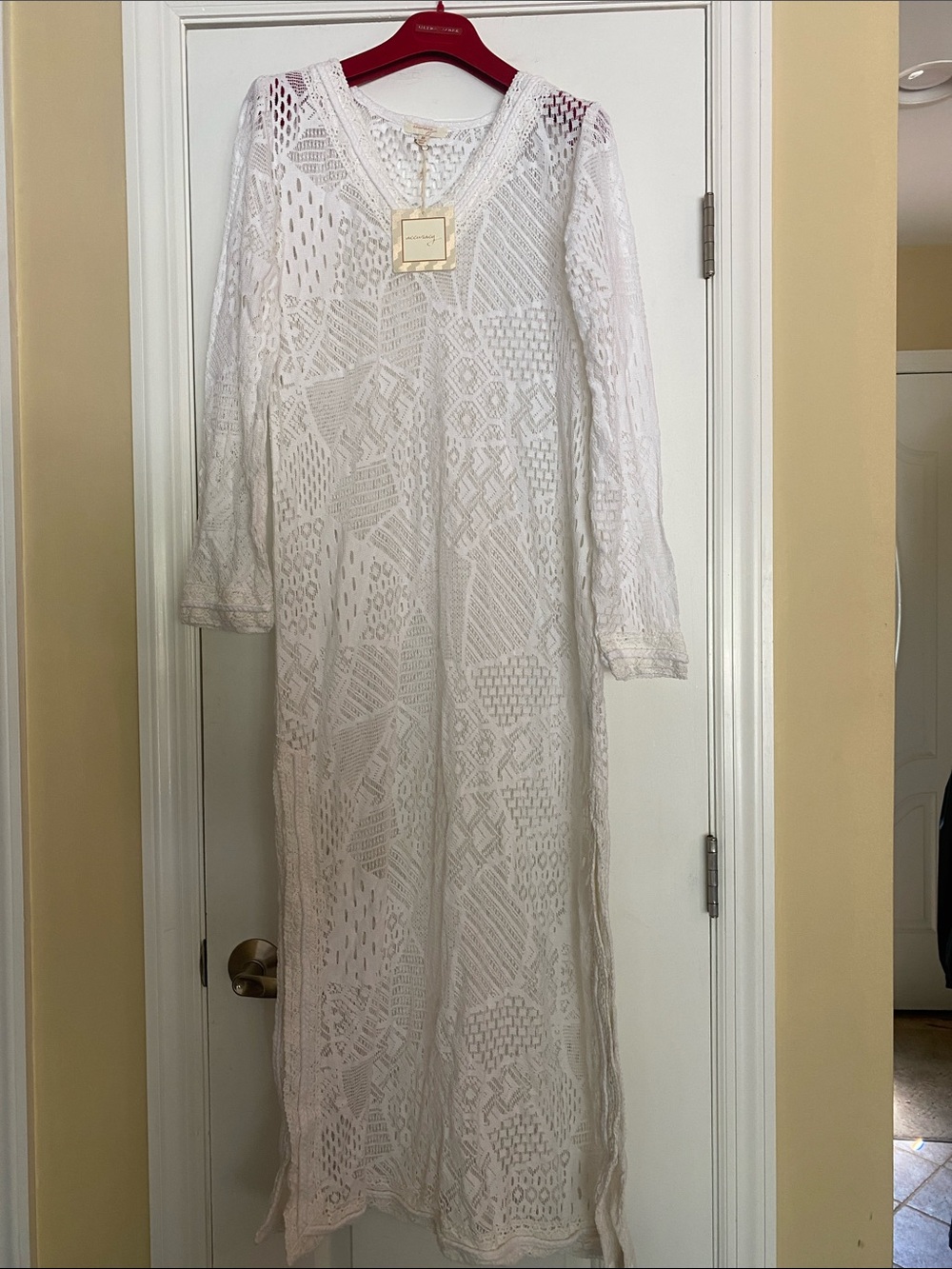 85% Cotton Stretch Sexy Maxi Embroidered Lace CoverUp/Resort Wear NWT